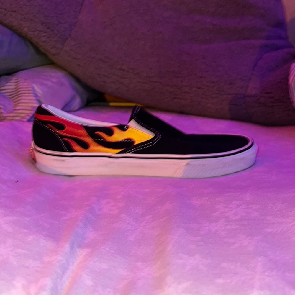 Black with flames slip on vans size women’s 10